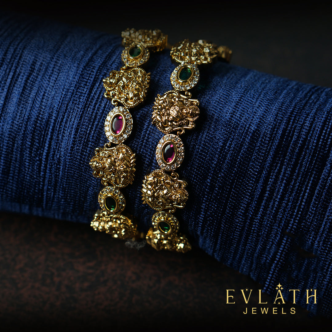 Premium-Quality Multi-Colored Antique Lakshmi Bangles – Evlath Jewels